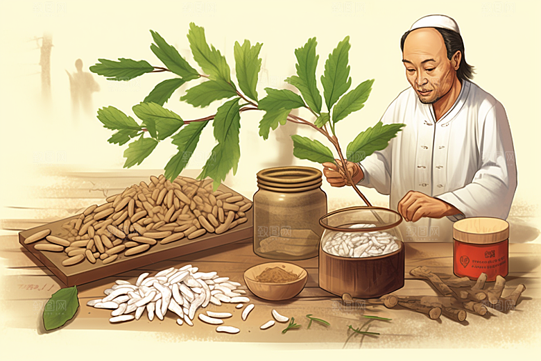 黄芪中药材药方插画