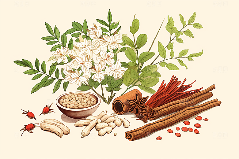 黄芪药方养生插画