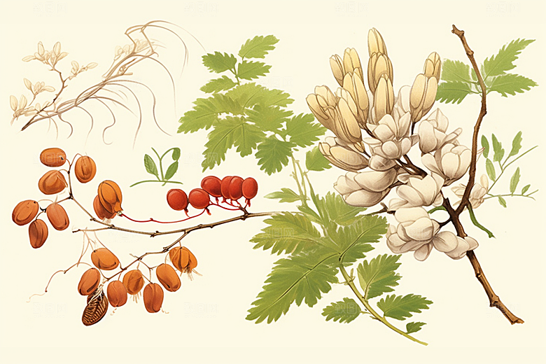黄芪健康中草药插画