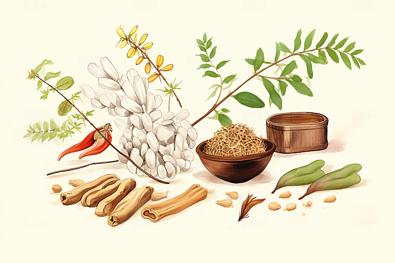 黄芪中草药中医插画