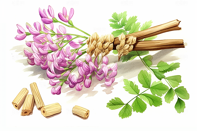 黄芪中药材药方插画