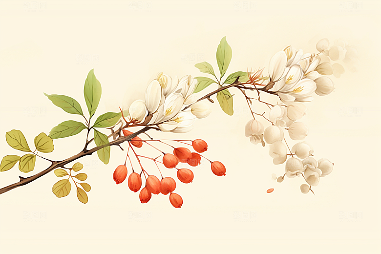 黄芪医学手绘插画