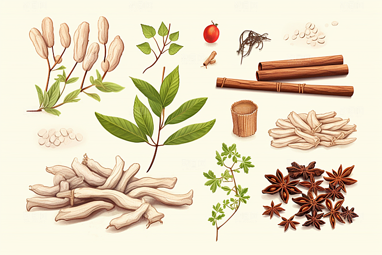 黄芪养生药方插画