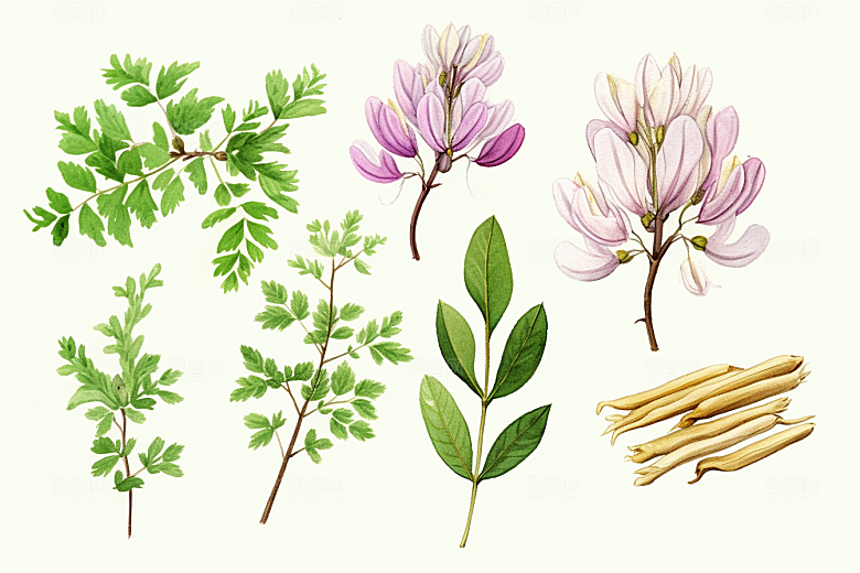 黄芪中草药中医插画