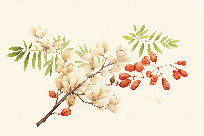 黄芪药方植物插画