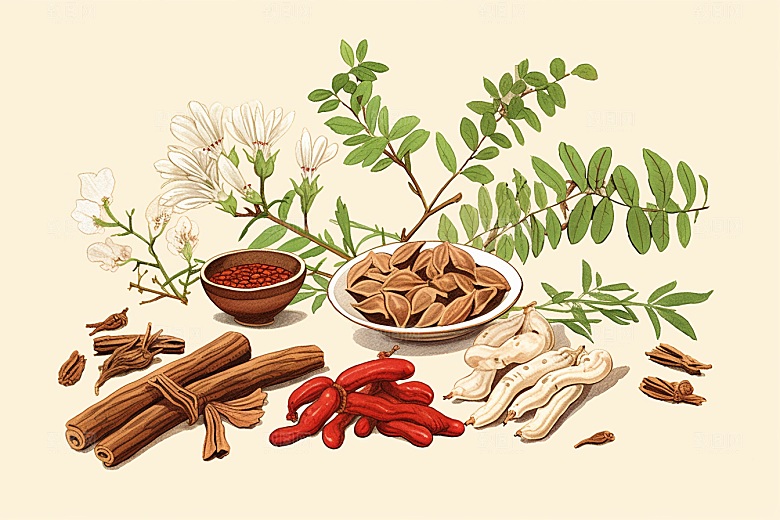 黄芪保健中药材插画