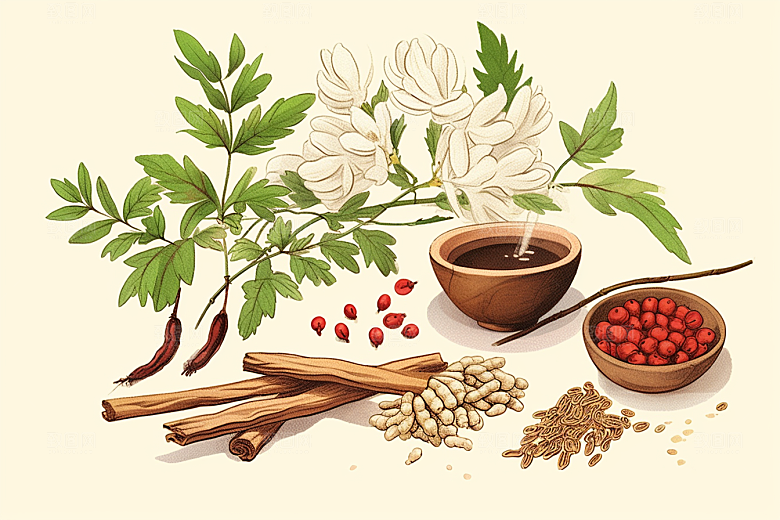 黄芪健康养生插画