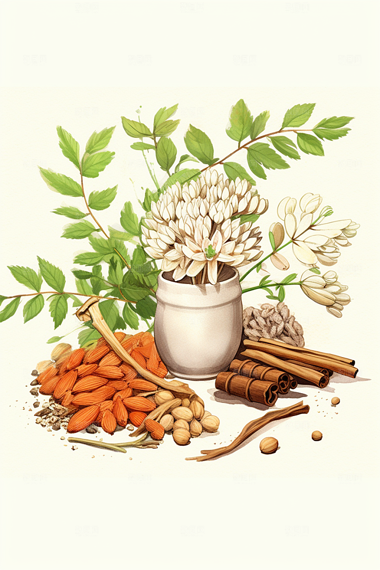 黄芪中草药医疗插画