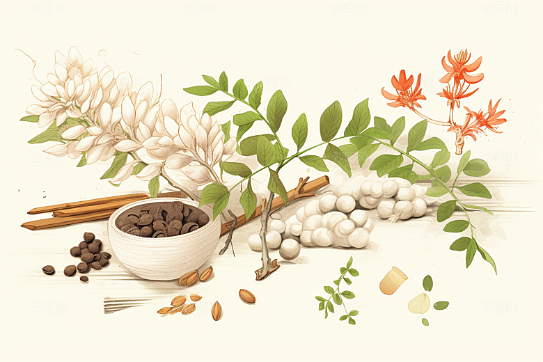 黄芪中草药中药材插画