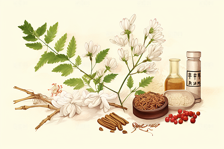 黄芪中药材药方插画