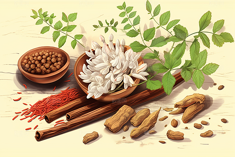 黄芪养生医疗插画