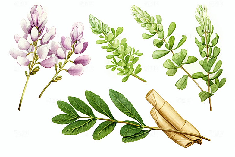 黄芪植物医学插画