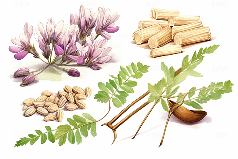 黄芪植物手绘插画