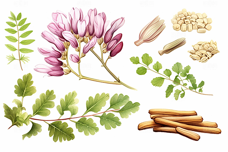 黄芪手绘健康插画