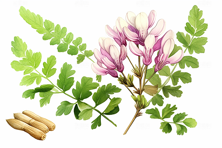 黄芪健康植物插画