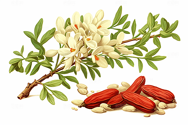 黄芪植物医疗插画