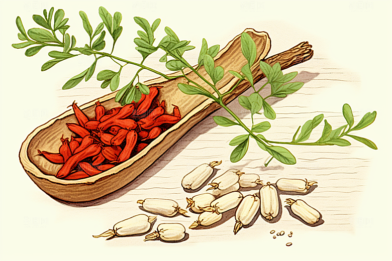 黄芪中医健康插画