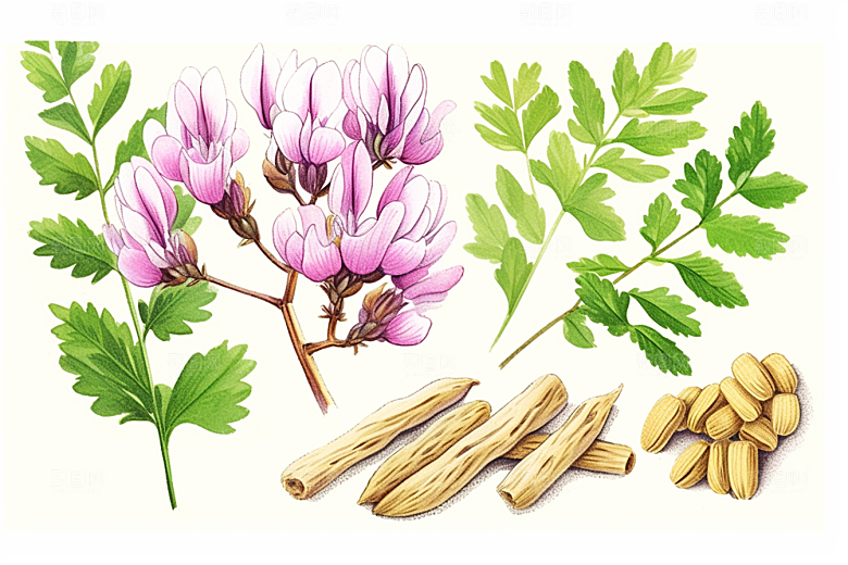 黄芪健康植物插画