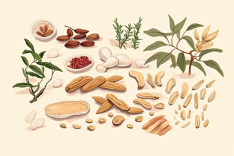 黄芪保健药方插画