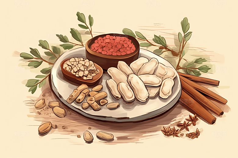 黄芪医疗中药材插画