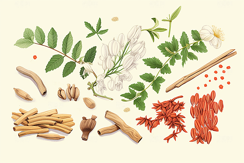 黄芪中草药中药材插画