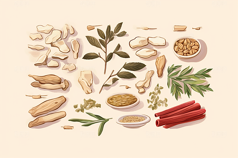 黄芪中药材医学插画