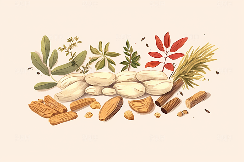 黄芪植物中草药插画