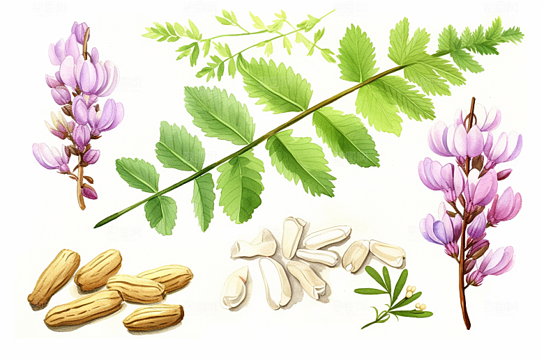 黄芪植物手绘插画