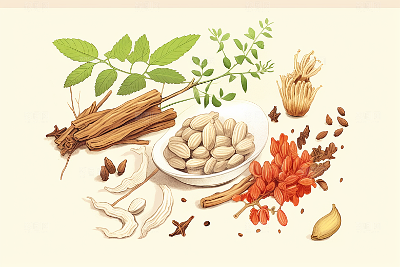 黄芪保健植物插画