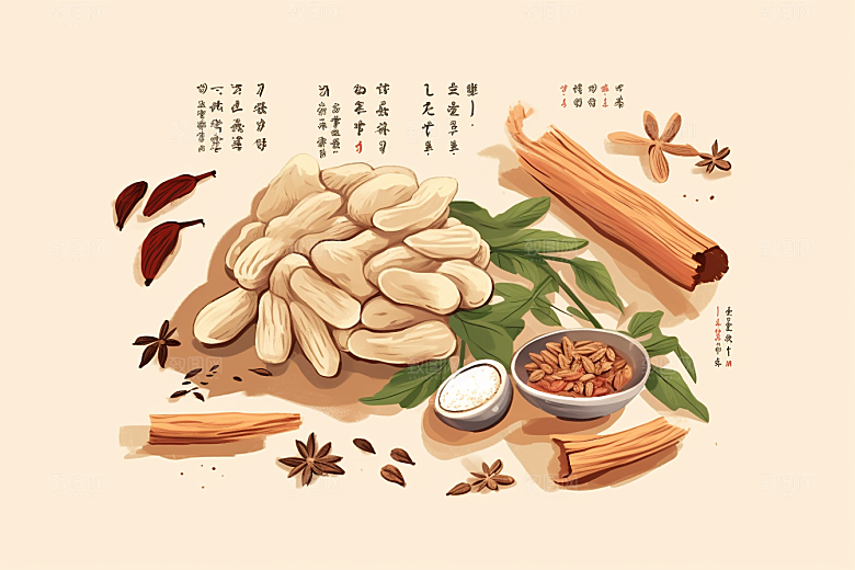 黄芪药方保健插画