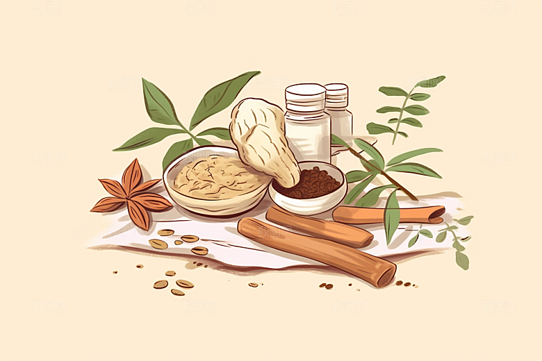 黄芪植物养生插画