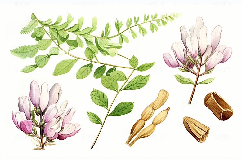 黄芪手绘药方插画