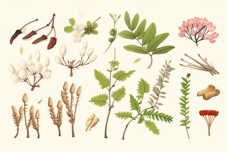 黄芪药方中药材插画