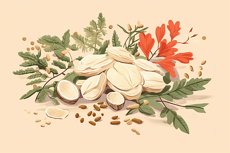 黄芪医学中药材插画