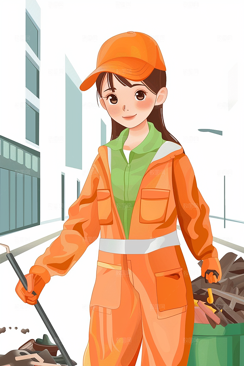 环卫工人辛苦高清插画