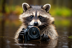 浣熊可爱野生动物摄影图