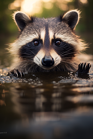 浣熊环保森林摄影图