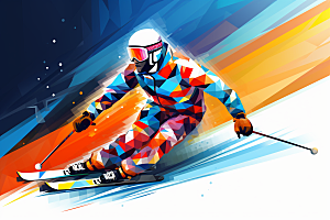 滑雪体育运动插画