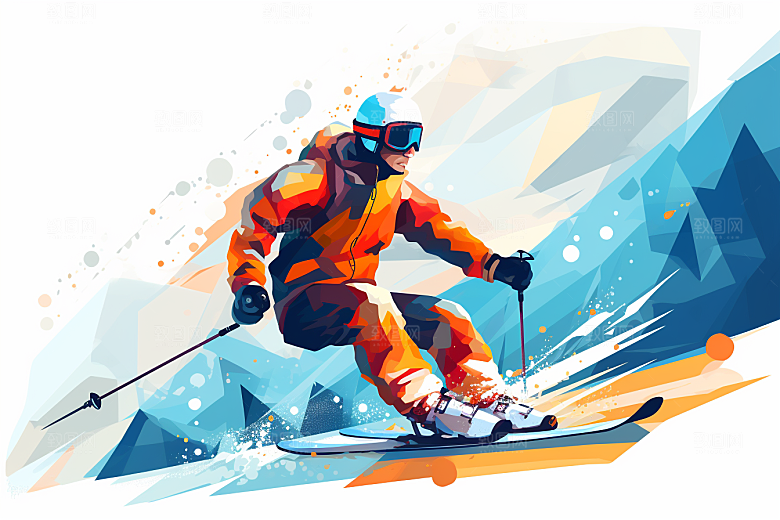 滑雪运动竞技插画