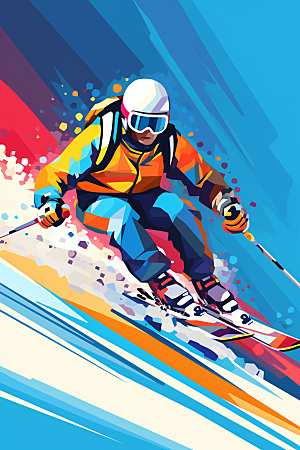 滑雪体育运动插画