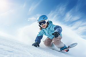 儿童滑雪冰雪运动童年摄影图