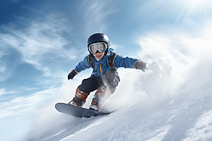 儿童滑雪冬天高清摄影图
