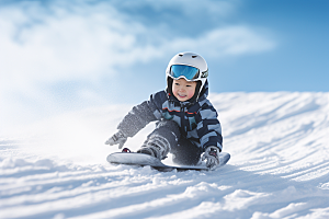 儿童滑雪健康孩童摄影图