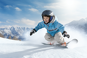 儿童滑雪可爱孩童摄影图