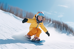 儿童滑雪童年孩童摄影图