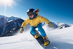 儿童滑雪体育健康摄影图