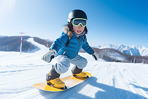 儿童滑雪高清冰雪运动摄影图