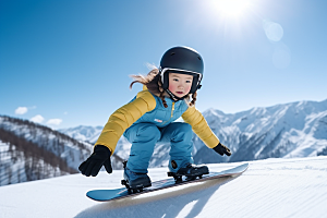 儿童滑雪可爱高清摄影图