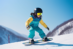 儿童滑雪童年孩童摄影图