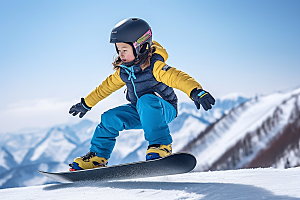 儿童滑雪高清极限运动摄影图